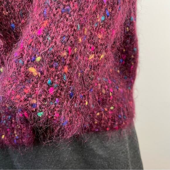 Vintage 90s Cape Isle Knitters Fuzzy Mohair Confetti Cardigan Sweater slouchy S - Picture 5 of 11